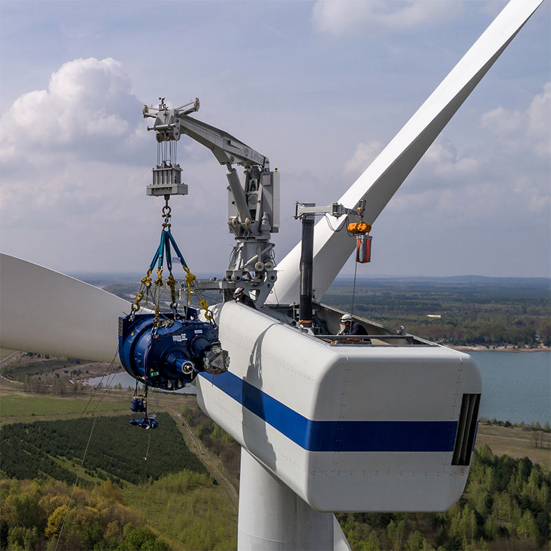 Liftra Self-Hoisting Crane on Vestas turbine
